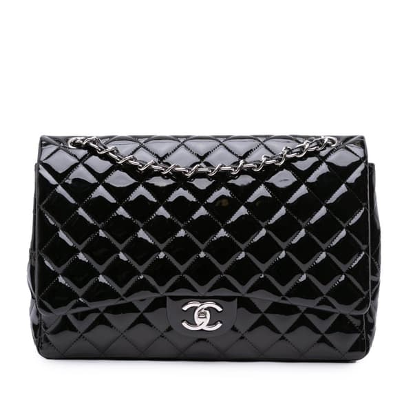 Pre-owned Chanel Maxi Classic Patent Double Flap Black