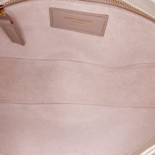 Pre-owned Saint Laurent Shiny Calfskin Le Fermoir Shoulder Bag White