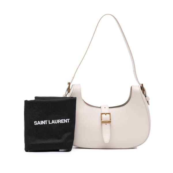 Pre-owned Saint Laurent Shiny Calfskin Le Fermoir Shoulder Bag White