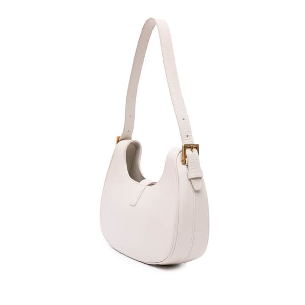 Pre-owned Saint Laurent Shiny Calfskin Le Fermoir Shoulder Bag White
