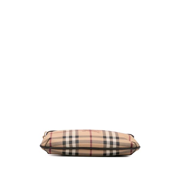 Pre-owned Burberry Haymarket Check Coated Canvas Clara Pochette Brown