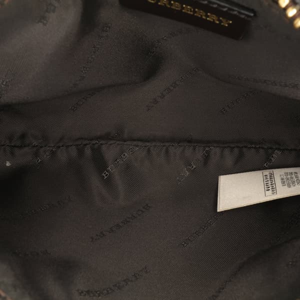 Pre-owned Burberry Haymarket Check Coated Canvas Clara Pochette Brown