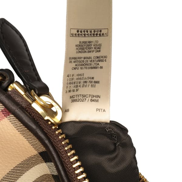 Pre-owned Burberry Haymarket Check Coated Canvas Clara Pochette Brown