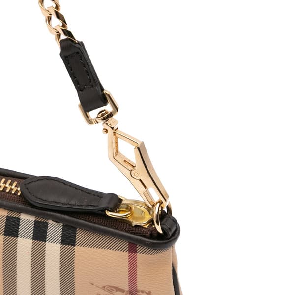 Pre-owned Burberry Haymarket Check Coated Canvas Clara Pochette Brown