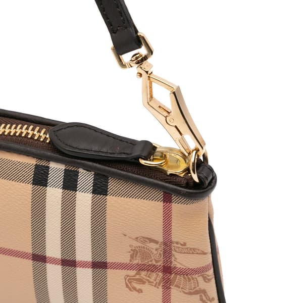 Pre-owned Burberry Haymarket Check Coated Canvas Clara Pochette Brown