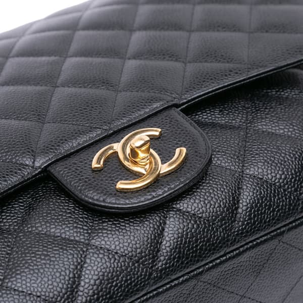 Pre-owned Chanel Maxi Classic Caviar Double Flap Black