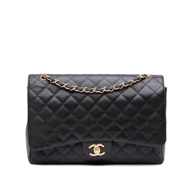 Pre-owned Chanel Maxi Classic Caviar Double Flap Black
