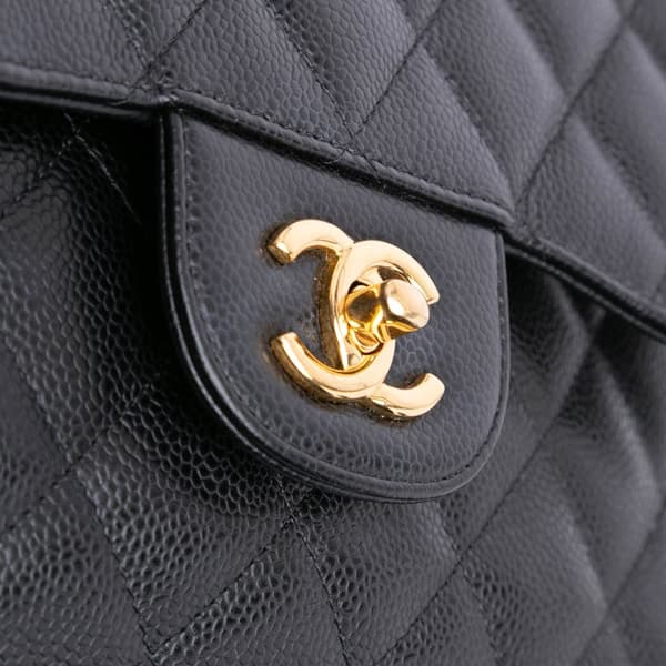 Pre-owned Chanel Jumbo Classic Caviar Double Flap Black