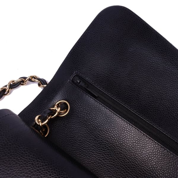 Pre-owned Chanel Jumbo Classic Caviar Double Flap Black