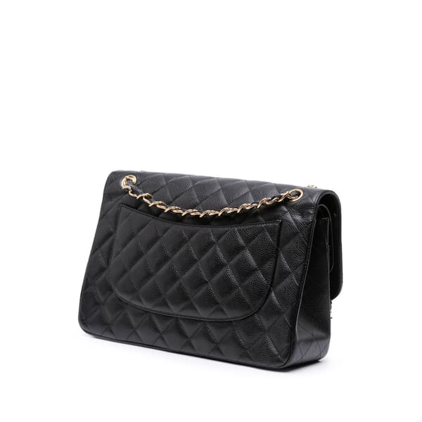 Pre-owned Chanel Jumbo Classic Caviar Double Flap Black