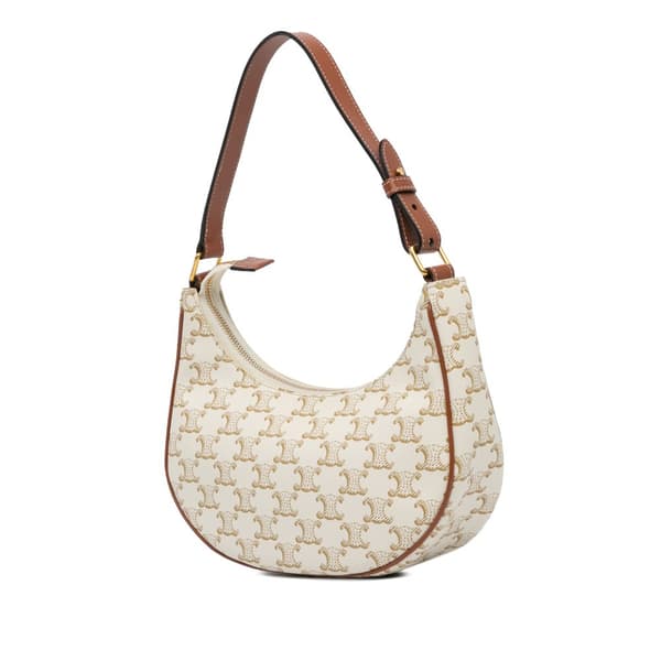 Pre-owned Celine Triomphe Coated Canvas Ava Shoulder Bag Brown