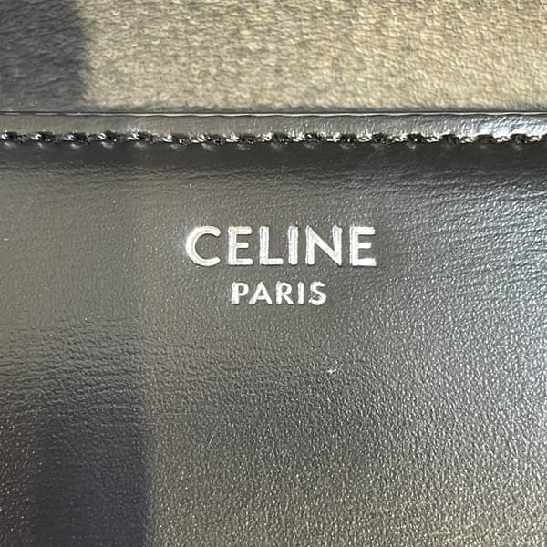 Pre-owned Celine Shiny Calfskin Claude Chain Shoulder Bag Black