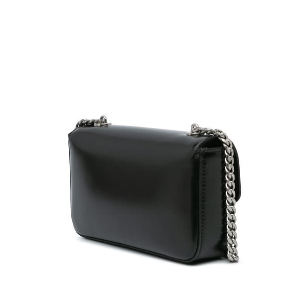 Pre-owned Celine Shiny Calfskin Claude Chain Shoulder Bag Black