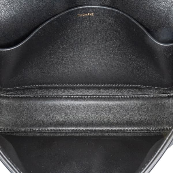 Pre-owned Celine Shiny Calfskin Triomphe Claude Shoulder Bag Black