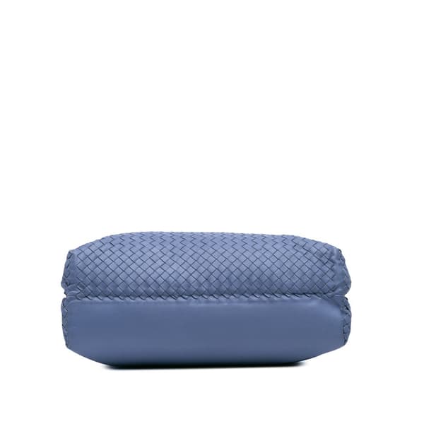 Pre-owned Bottega Veneta Leather Intrecciato Shoulder Bag Blue