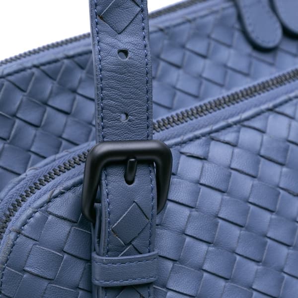 Pre-owned Bottega Veneta Leather Intrecciato Shoulder Bag Blue