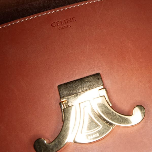 Pre-owned Celine Leather Triomphe Claude Shoulder Bag Brown
