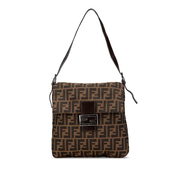 Pre-owned Fendi Zucca Canvas Shoulder Bag Brown