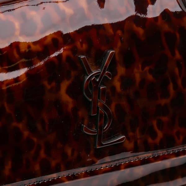 Pre-owned Saint Laurent Baby Patent Leopard Print Niki Shoulder Bag Brown