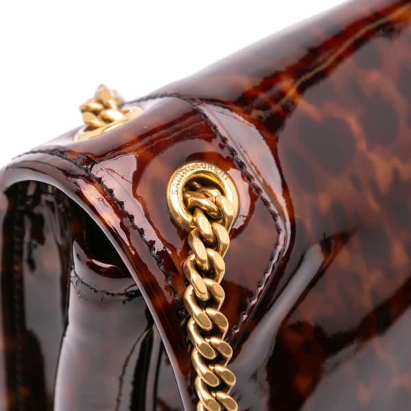 Pre-owned Saint Laurent Baby Patent Leopard Print Niki Shoulder Bag Brown