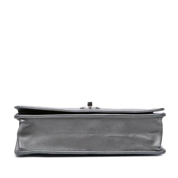Pre-owned Chanel Medium Embossed Calfskin Propeller Flap Gray