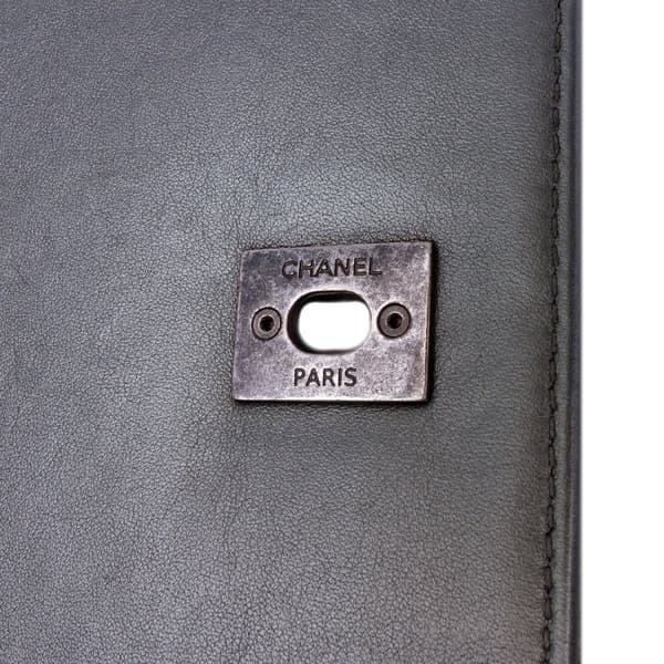 Pre-owned Chanel Medium Embossed Calfskin Propeller Flap Gray