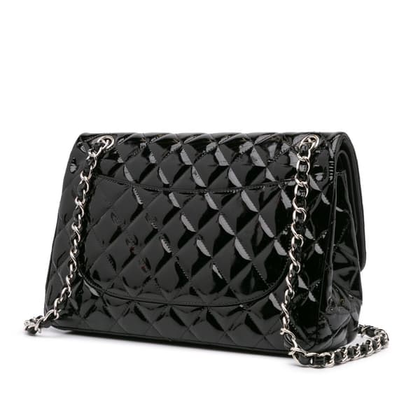 Pre-owned Chanel Jumbo Classic Patent Double Flap Black