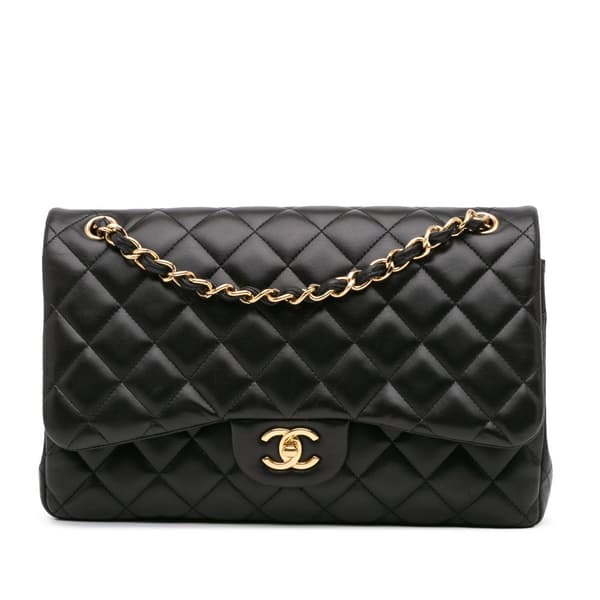 Pre-owned Chanel Jumbo Classic Lambskin Double Flap Black