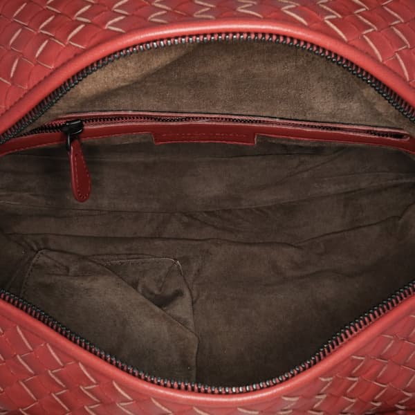 Pre-owned Bottega Veneta Nappa Intrecciato Montaigne Shoulder Bag Red
