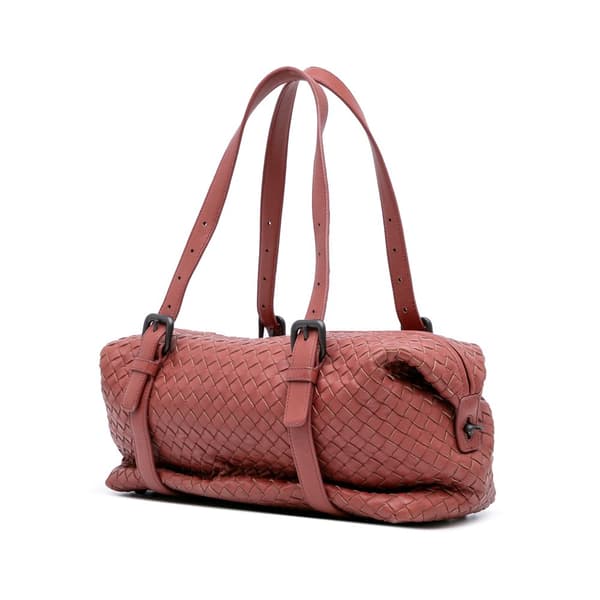 Pre-owned Bottega Veneta Nappa Intrecciato Montaigne Shoulder Bag Red