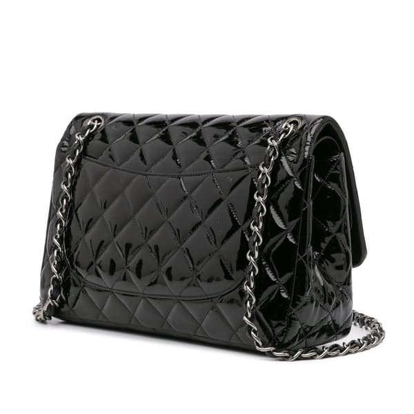 Pre-owned Chanel Jumbo Classic Patent Double Flap Black