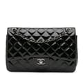 Miniatyrbillede 1 af 10: Pre-owned Chanel Jumbo Classic Patent Double Flap Black