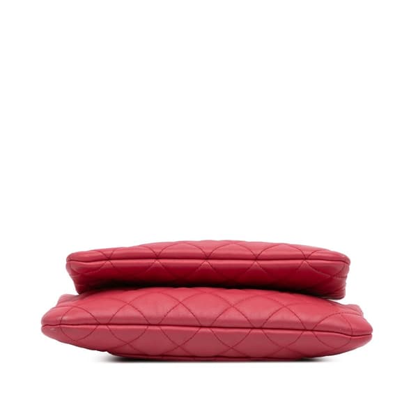 Pre-owned Chanel Quilted Lambskin Double Case with Chain Pink
