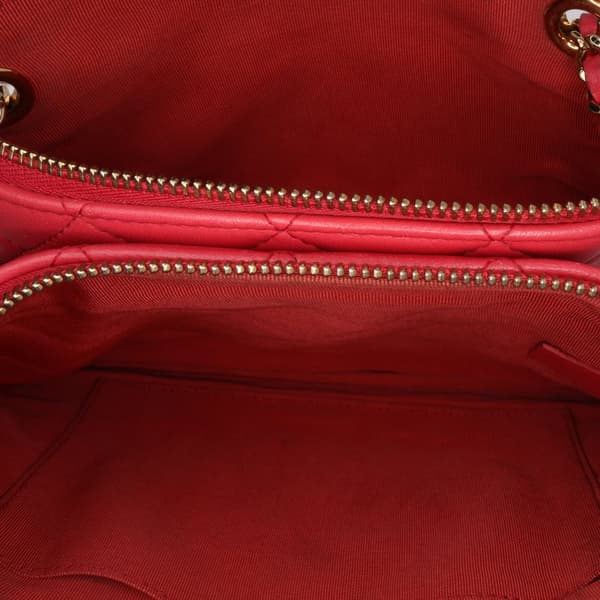 Pre-owned Chanel Quilted Lambskin Double Case with Chain Pink