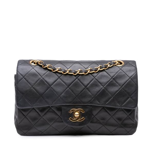 Pre-owned Chanel Small Classic Lambskin Double Flap Black