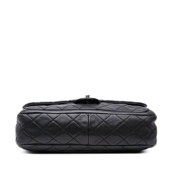 Pre-owned Chanel Large Quilted Caviar Now and Forever Flap Black