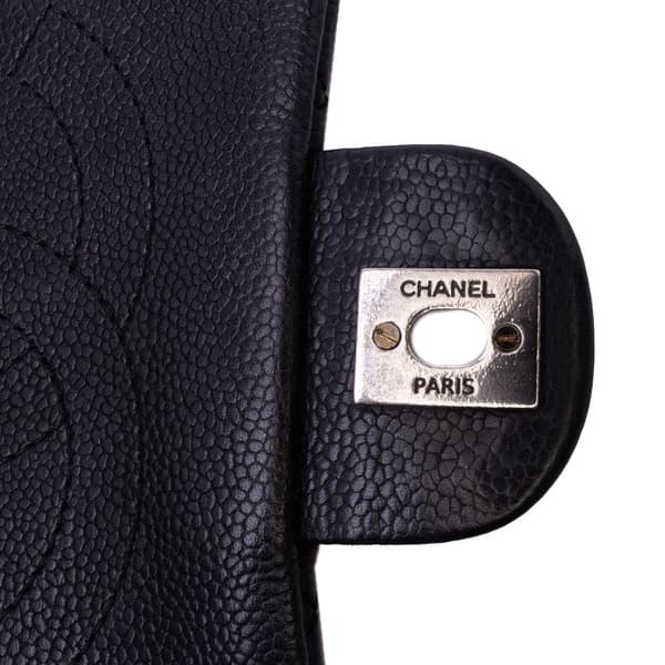 Pre-owned Chanel Large Quilted Caviar Now and Forever Flap Black