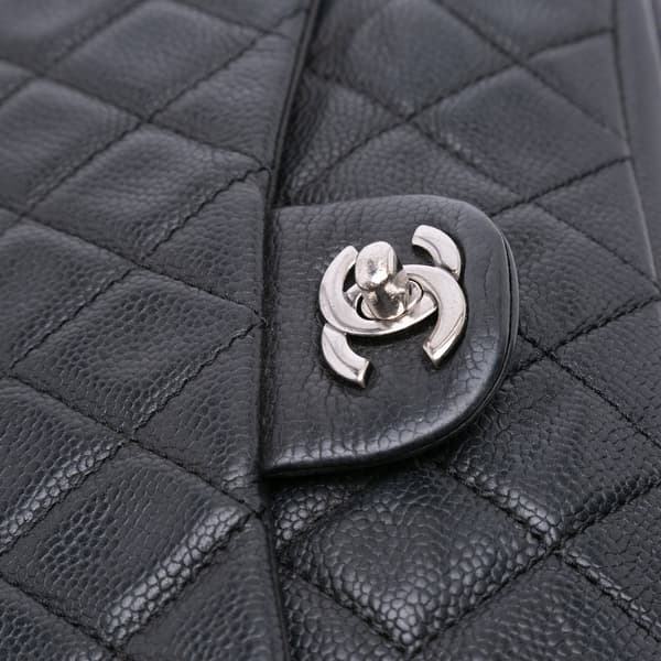 Pre-owned Chanel Large Quilted Caviar Now and Forever Flap Black