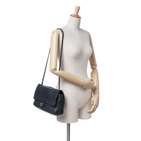 Pre-owned Chanel Large Quilted Caviar Now and Forever Flap Black