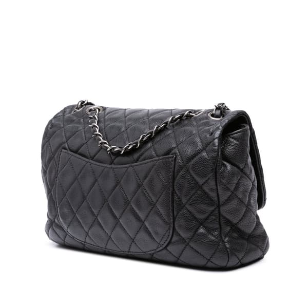 Pre-owned Chanel Large Quilted Caviar Now and Forever Flap Black