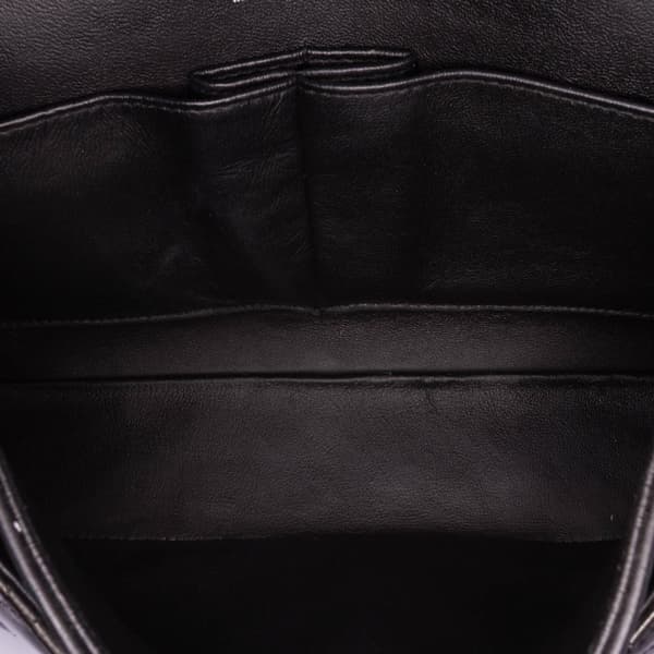 Pre-owned Chanel Medium Classic Striped Patent Double Flap Black