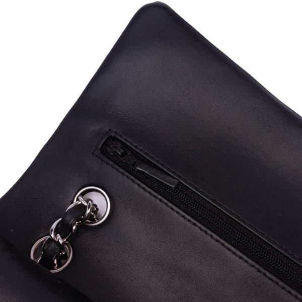 Pre-owned Chanel Medium Classic Striped Patent Double Flap Black