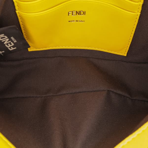 Pre-owned Fendi Mini Bicolor Nappa Apolo Chain Baguette Shoulder Bag Yellow