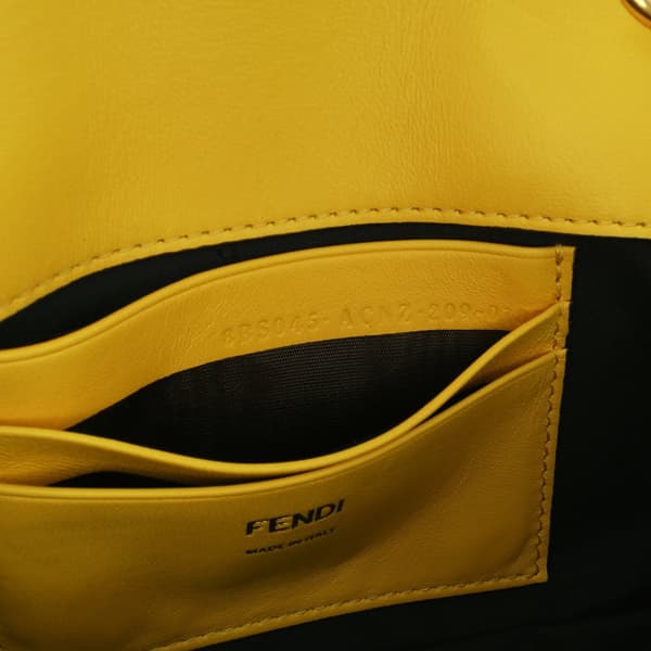 Pre-owned Fendi Mini Bicolor Nappa Apolo Chain Baguette Shoulder Bag Yellow
