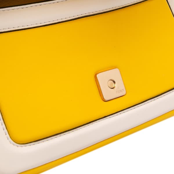 Pre-owned Fendi Mini Bicolor Nappa Apolo Chain Baguette Shoulder Bag Yellow