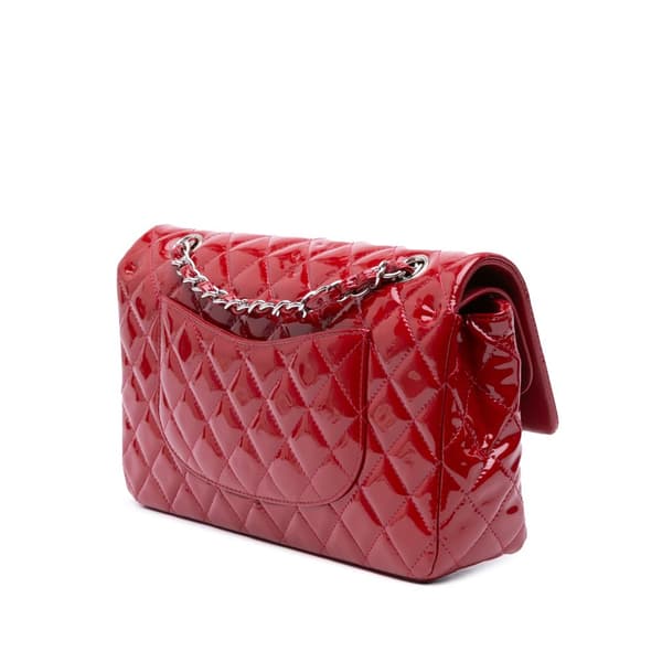 Pre-owned Chanel Medium Classic Patent Double Flap Red