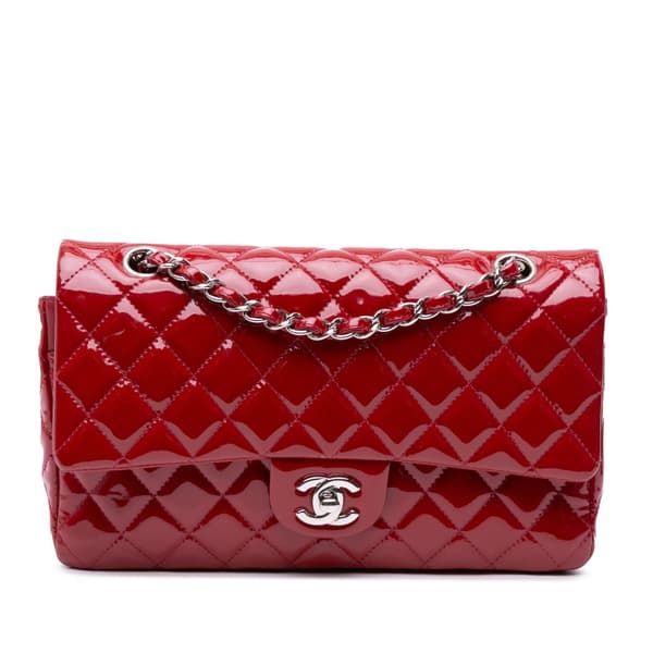 Pre-owned Chanel Medium Classic Patent Double Flap Red