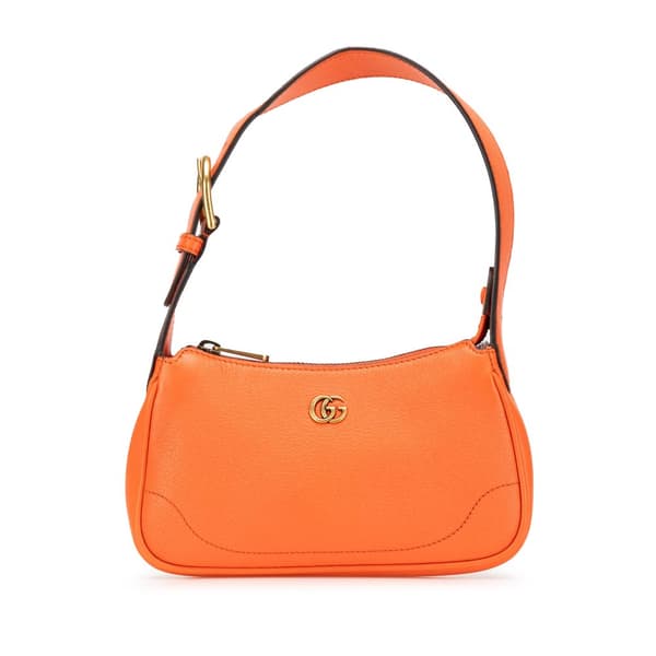 Pre-owned Gucci Mini Leather Aphrodite Shoulder Bag Orange