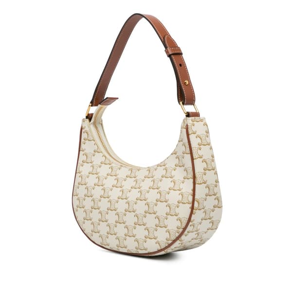 Pre-owned Celine Triomphe Coated Canvas Ava Shoulder Bag Brown