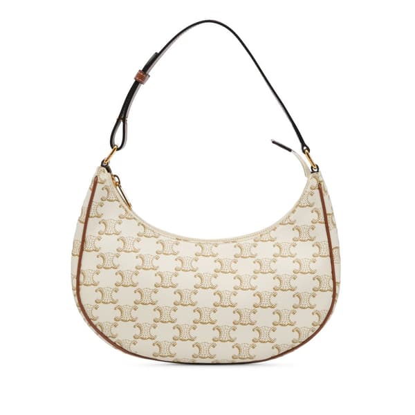 Pre-owned Celine Triomphe Coated Canvas Ava Shoulder Bag Brown